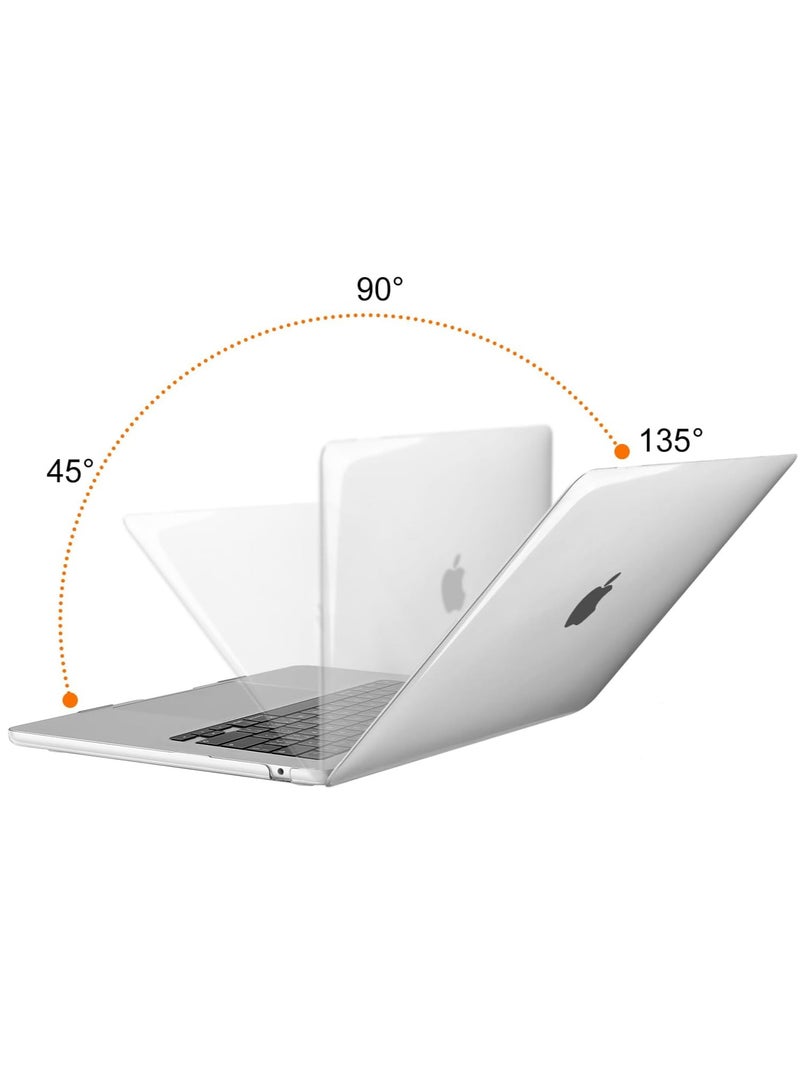 متوافق مع حافظة MacBook Air مقاس 15 بوصة إصدار 2023 شريحة A2941 M2 مع شاشة عرض شبكية العين السائلة ومعرف اللمس غطاء حماية من البلاستيك الصلب مقاس 15.3 بوصة لون شفاف - Image 4