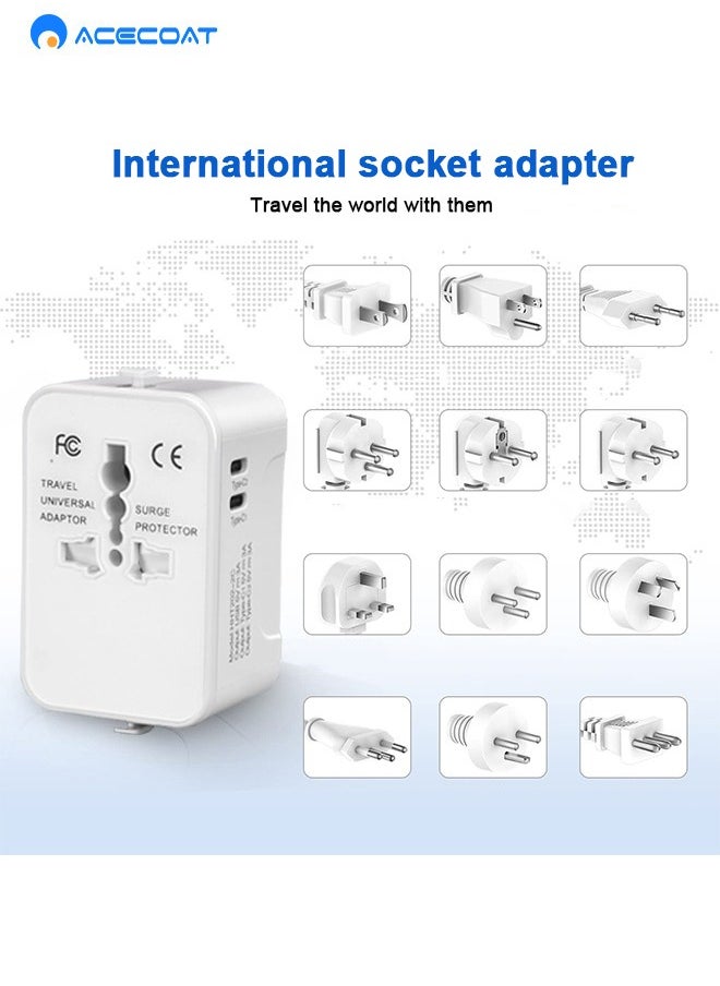ايسكوت محول السفر العالمي محول التوصيل في جميع أنحاء العالم مع USB-C، محول الطاقة الدولي مع 2 منافذ USB الكل في واحد محول السفر متعدد USB الجدار شاحن لأوروبا الولايات المتحدة الأمريكية المملكة المتحدة الاتحاد الأوروبي أستراليا (نوع C/G/A/I)  - Image 4