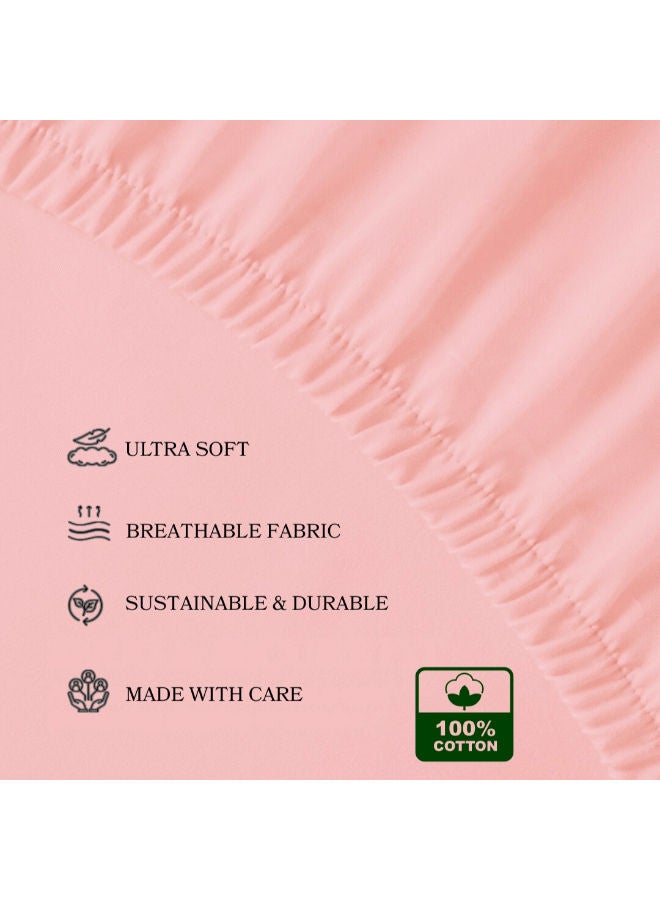 Premium cotton fitted hotel bed sheet set, 3 pieces Rose - Image 2
