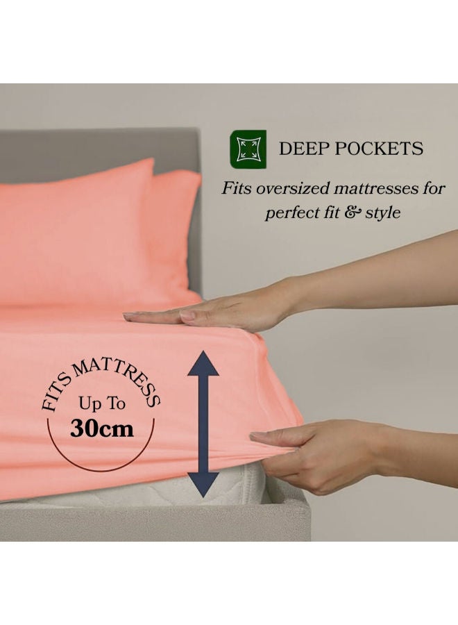 Premium cotton fitted hotel bed sheet set, 3 pieces Rose - Image 3