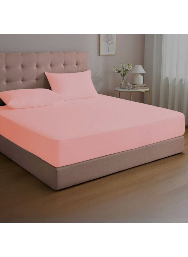 Premium cotton fitted hotel bed sheet set, 3 pieces Rose - Image 1