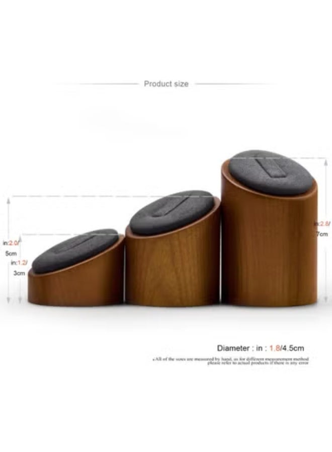 NOSKIN 3-Pack Wooden Ring Display Stand, Luxury Microfiber Solid Ring Holder Set, Jewelry Store Showcase Organizer, Graduated Heights 1.2-2.8in, Gre - Image 5