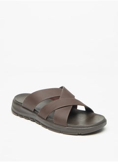 LBL Men's Solid Slip-On Cross Strap Sandals  - Image 1