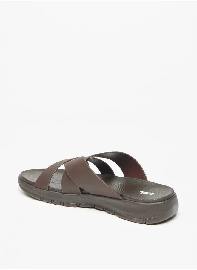 ل ب ل Men's Solid Slip-On Cross Strap Sandals