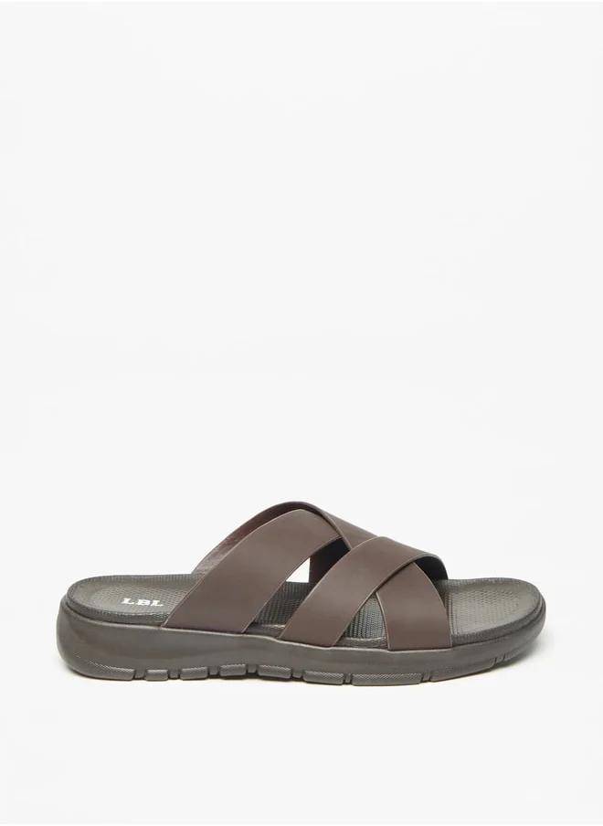 LBL Men's Solid Slip-On Cross Strap Sandals