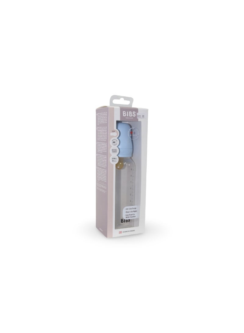 BIBS Baby Bottle Round Latex 1 Pack Medium Flow 270ml – Baby Blue - Image 1