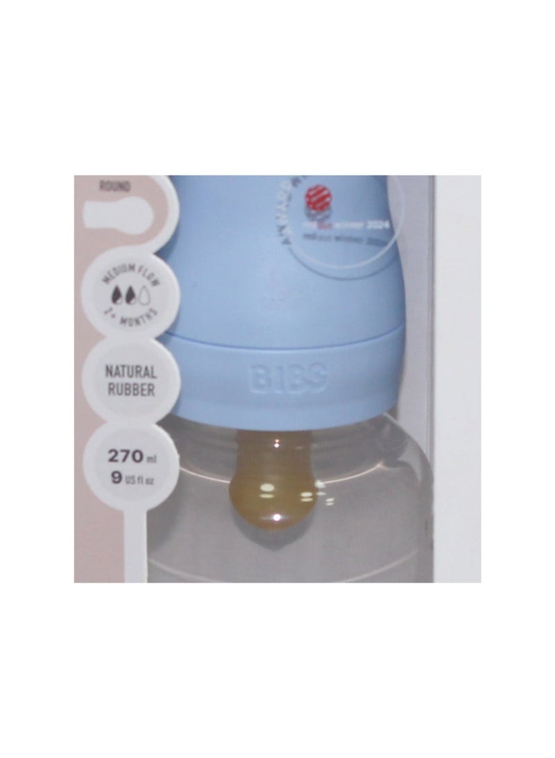 BIBS Baby Bottle Round Latex 1 Pack Medium Flow 270ml – Baby Blue - Image 3