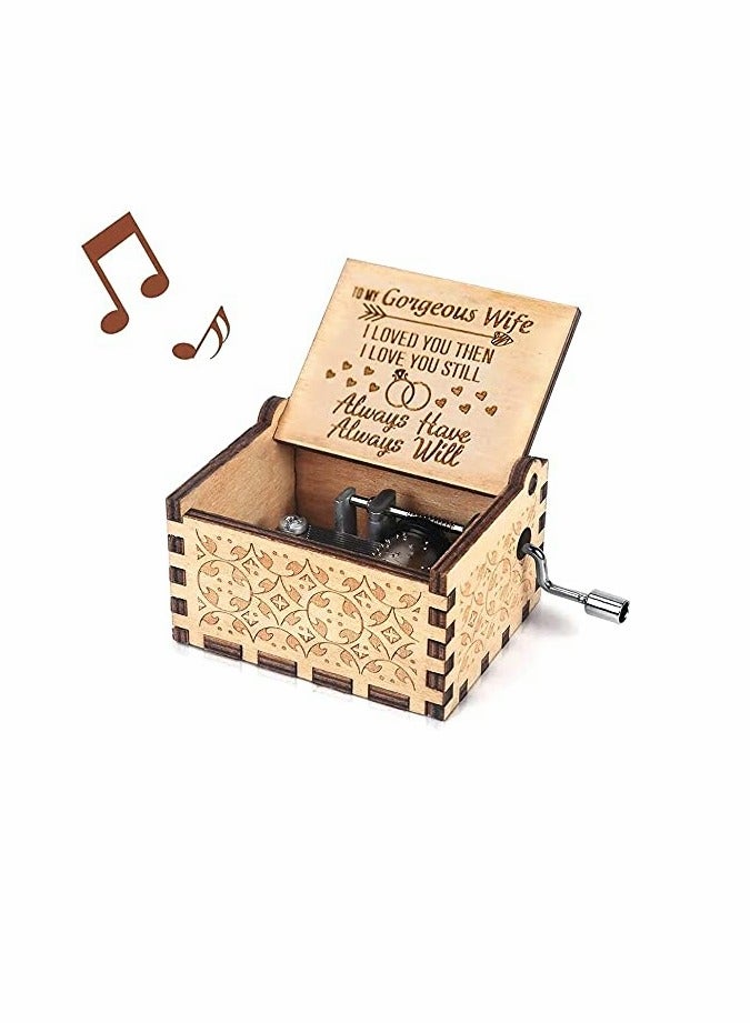 Barakah You are My Sunshine Music Box, Gift for Wife from Husband Vintage Wooden Hand Crank Vintage Personalizable Wooden Music Box for Wedding Anniversary Valentine's Day Birthday - Image 1