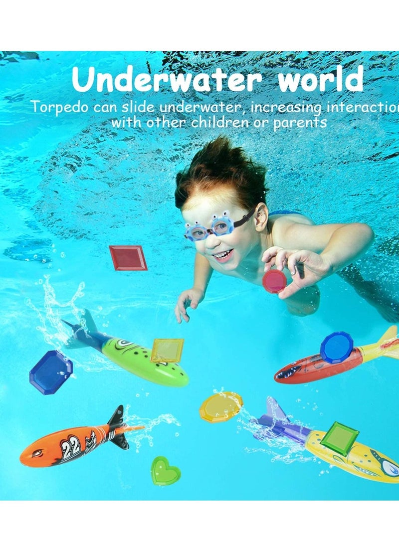 19PCS Underwater Diving Pool Toys Kit Torpedo Bandits Rings Gemstones Ball Streamers Sinking Seaweed Swimming For Kids Boys Girls - Image 5