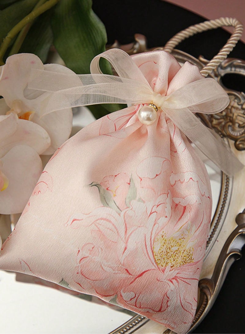 Generic 5pcs Premium Floral Drawstring Candy Gift Bags – Durable Colorful Polyester Fabric with Pearl & Ribbon Embellishments, Elegant Small Pouches for Wedding Favors, Baby Showers, Birthdays, Spring & Summer Celebrations, Valentine’s & Mother’s Day – Reusable & Stylish Mini Gift Bags for Chocolates, Jewelry, Cookies, and Party Treats  - Image 3