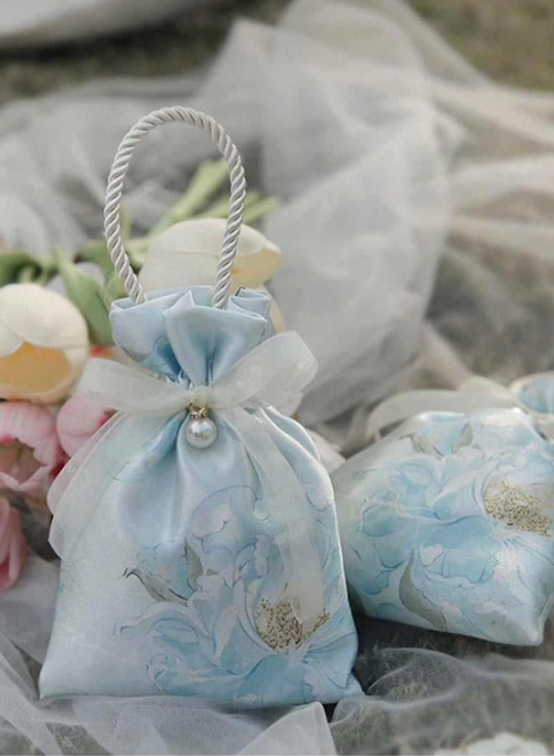 Generic 5pcs Premium Floral Drawstring Candy Gift Bags – Durable Colorful Polyester Fabric with Pearl & Ribbon Embellishments, Elegant Small Pouches for Wedding Favors, Baby Showers, Birthdays, Spring & Summer Celebrations, Valentine’s & Mother’s Day – Reusable & Stylish Mini Gift Bags for Chocolates, Jewelry, Cookies, and Party Treats  - Image 4