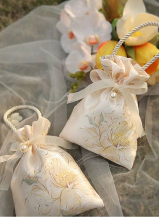 5pcs Premium Floral Drawstring Candy Gift Bags – Durable Colorful Polyester Fabric with Pearl & Ribbon Embellishments, Elegant Small Pouches for Wedding Favors, Baby Showers, Birthdays, Spring & Summer Celebrations, Valentine’s & Mother’s Day – Reusable & Stylish Mini Gift Bags for Chocolates, Jewelry, Cookies, and Party Treats - view 5