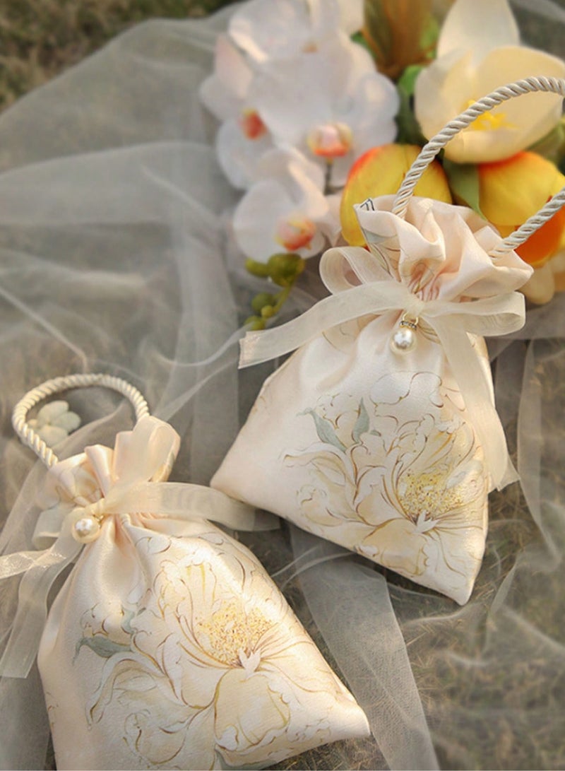 Generic 5pcs Premium Floral Drawstring Candy Gift Bags – Durable Colorful Polyester Fabric with Pearl & Ribbon Embellishments, Elegant Small Pouches for Wedding Favors, Baby Showers, Birthdays, Spring & Summer Celebrations, Valentine’s & Mother’s Day – Reusable & Stylish Mini Gift Bags for Chocolates, Jewelry, Cookies, and Party Treats  - Image 5