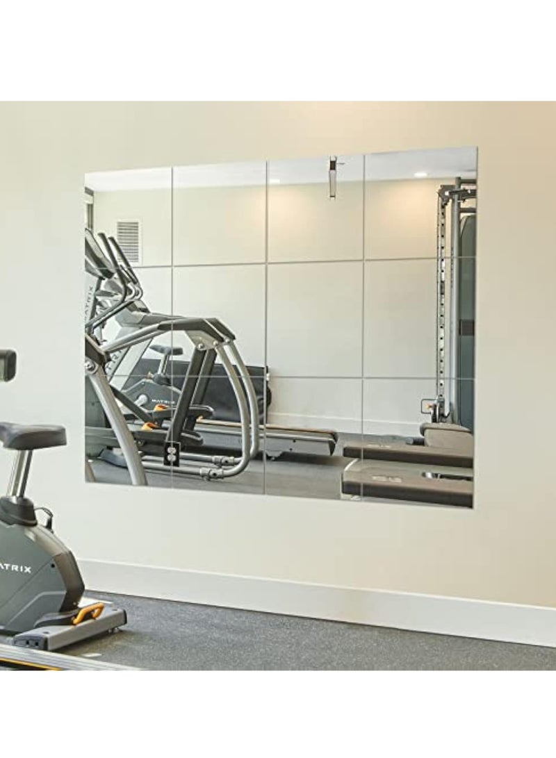 Home Gym Mirrors 12 Inch x 12Pcs Wall Mounted Mirror Acrylic Frameless Full Length Mirror Tiles for Home Gym, Bedroom, Door  Bathroom - Image 1