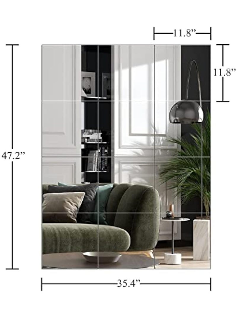 Home Gym Mirrors 12 Inch x 12Pcs Wall Mounted Mirror Acrylic Frameless Full Length Mirror Tiles for Home Gym, Bedroom, Door  Bathroom - Image 2