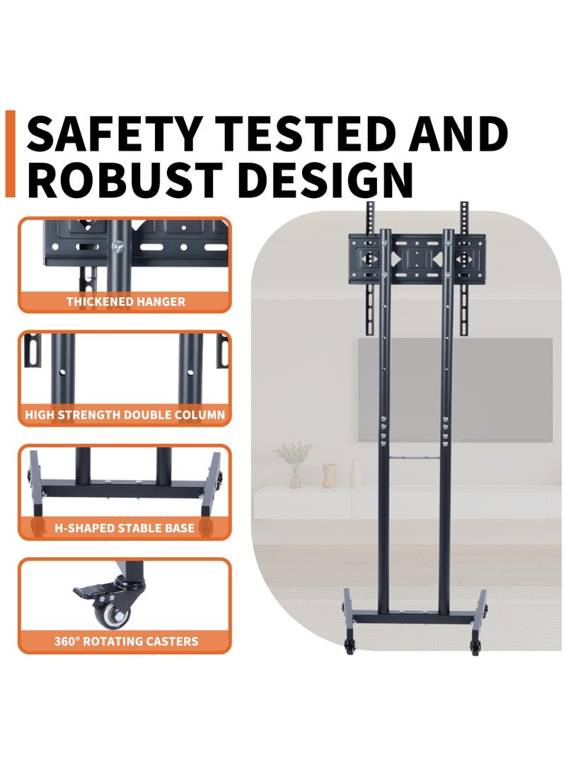 FlashHawk Mobile TV Stand with Wheels for 32-55 Inch LCD/LED Screens | Adjustable Height | Lockable Casters | Heavy-Duty Steel Frame | Max 25KG & VESA 400x400mm  - Image 5