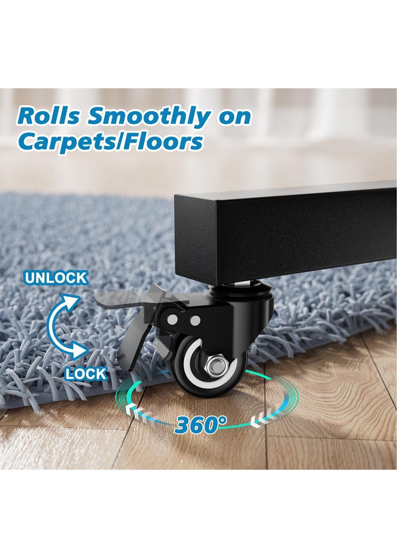 FlashHawk Mobile TV Stand with Wheels for 32-55 Inch LCD/LED Screens | Adjustable Height | Lockable Casters | Heavy-Duty Steel Frame | Max 25KG & VESA 400x400mm  - Image 4