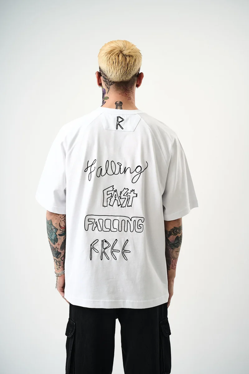 RESPIRE Men's Fast Embroidered Oversize T-Shirt White