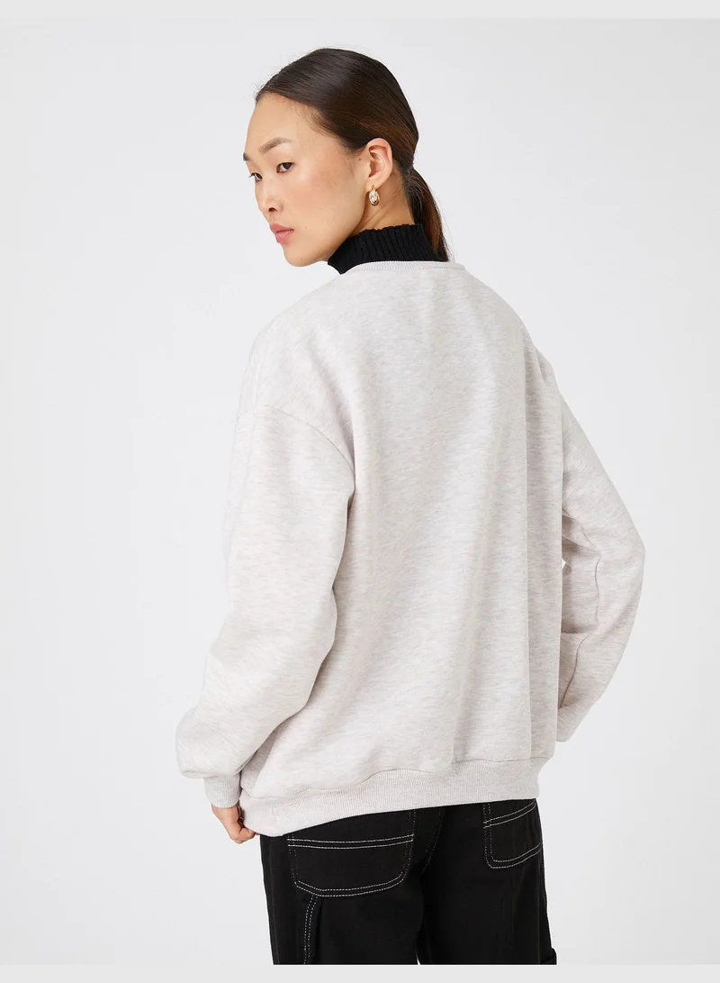 KOTON Oversized Printed Sweatshirt Long Sleeve