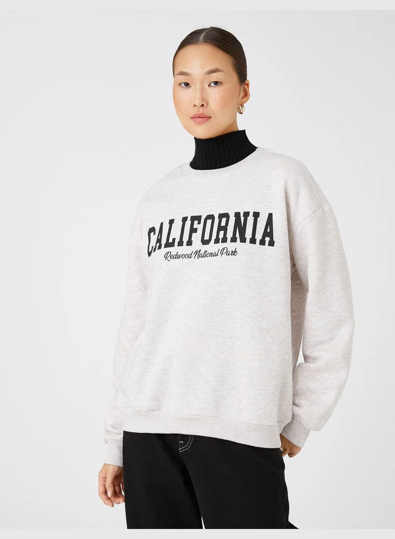 KOTON Oversized Printed Sweatshirt Long Sleeve