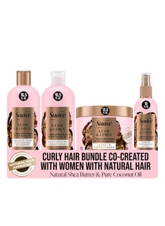 Suave Suave Luscious Curly Hair Shampoo and Conditioner Set for Women With Natural Hair with LeaveIn Conditioner for Curly Hair and Detangling Spray 4 Count 