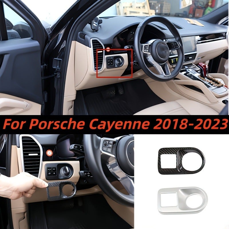 ABS Carbon Fiber Headlight Switch Panel Frame Cover for Porsche Cayenne 2018-2022 -  Non-Battery - Image 2