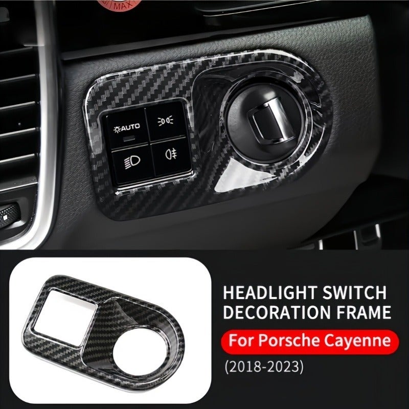 ABS Carbon Fiber Headlight Switch Panel Frame Cover for Porsche Cayenne 2018-2022 -  Non-Battery - Image 5