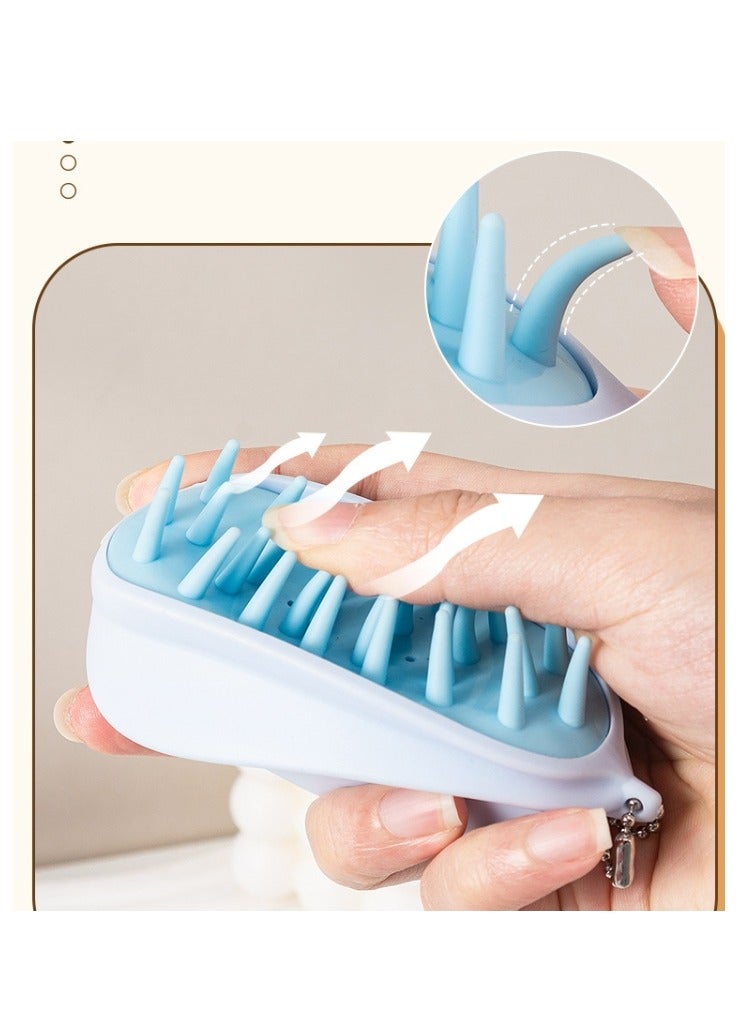 Hair Scalp Massager Shampoo Brush for Shower, Scalp Scrubber with Soft Silicone Bristles for Hair Growth & Dandruff Treatment, Wet Dry Oil Hair Massager for All Hair Types Blue - Image 4