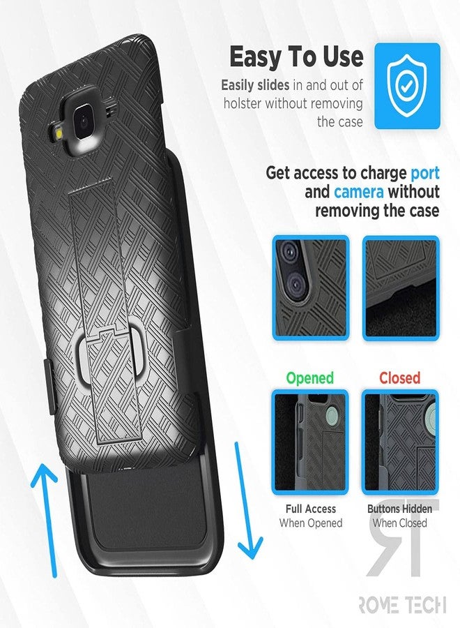 ROME TECH Designed for Samsung Galaxy J3 J320 Case with Belt Clip Holster - Kickstand Cover Phone Case - Black - Image 4
