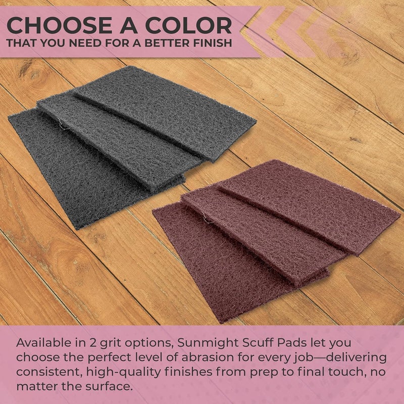Sunmight Scuff Pads for Paint Prep & Finishing Polish Retail Pack 6" x 9" - Gray 80200R - Silicon Carbide - Hand Polishing Pad for Auto, Marine, Aerospace - 3 Ultra Fine Polish Sheets - Image 3