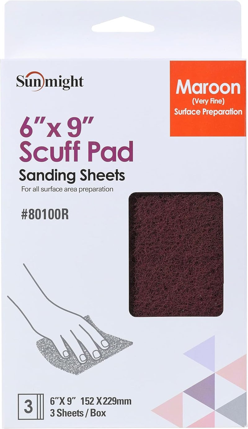 Sunmight Scuff Pads for Paint Prep & Finishing Polish Retail Pack 6" x 9" - Gray 80200R - Silicon Carbide - Hand Polishing Pad for Auto, Marine, Aerospace - 3 Ultra Fine Polish Sheets - Image 1