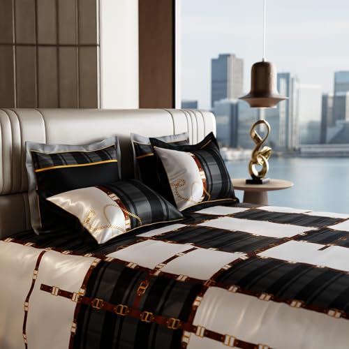 Stoa Paris 300TC UltraSatin Super Size Bedsheet with 4 Pillow Covers, 274cm x 274cm Ideal for King & Double Bed, Gentle on Skin & Hair, Fade & Wrinkle Resistant, Quick Dry, Baroque - Black-Grey - Image 3