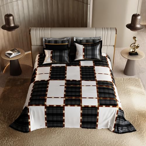 Stoa Paris 300TC UltraSatin Super Size Bedsheet with 4 Pillow Covers, 274cm x 274cm Ideal for King & Double Bed, Gentle on Skin & Hair, Fade & Wrinkle Resistant, Quick Dry, Baroque - Black-Grey - Image 2