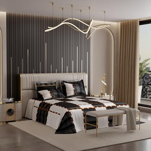 Stoa Paris 300TC UltraSatin Super Size Bedsheet with 4 Pillow Covers, 274cm x 274cm Ideal for King & Double Bed, Gentle on Skin & Hair, Fade & Wrinkle Resistant, Quick Dry, Baroque - Black-Grey - Image 4