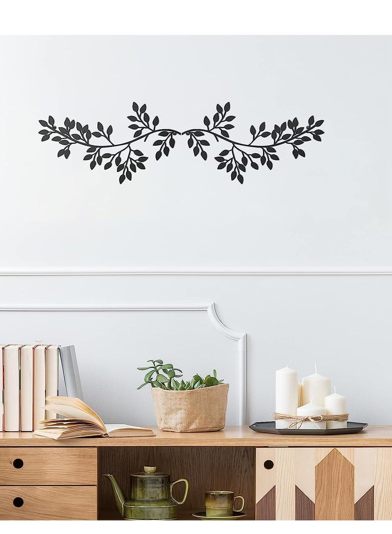 SYOSI Metal Tree Leaf Wall Decor Vine Olive Branch Art Wrought Iron Scroll Sculptures Above The Bed, Living Room, Outdoor Decoration Black  - Image 5
