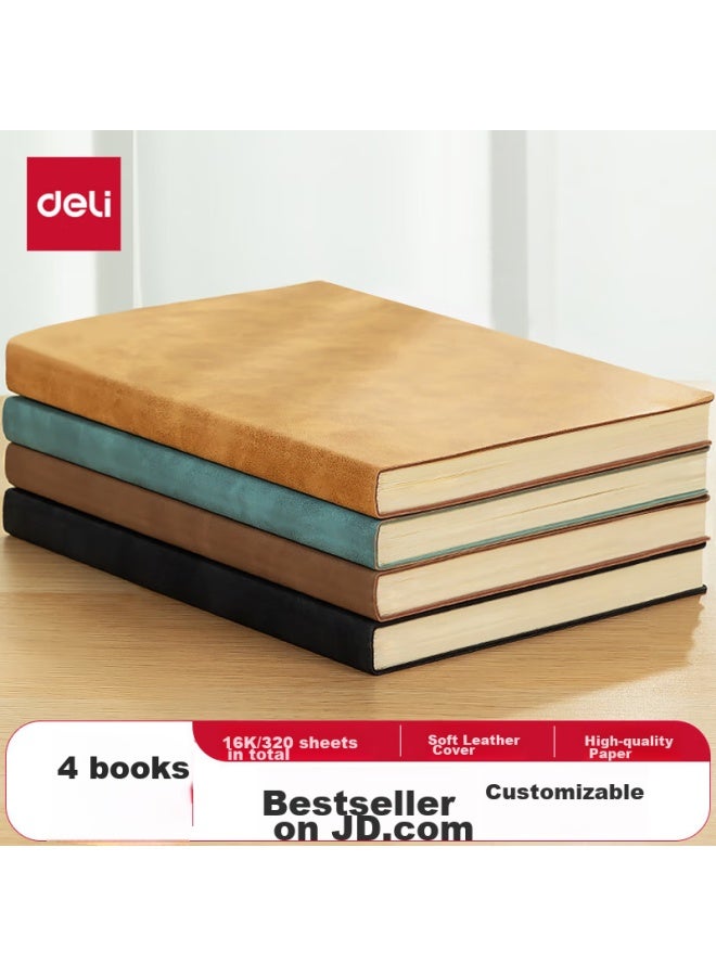 Deli Business Notebook, Sheepskin Cover, Memo Pad, Diary, Journal, 4 Books, 16k Bp139 - Image 1
