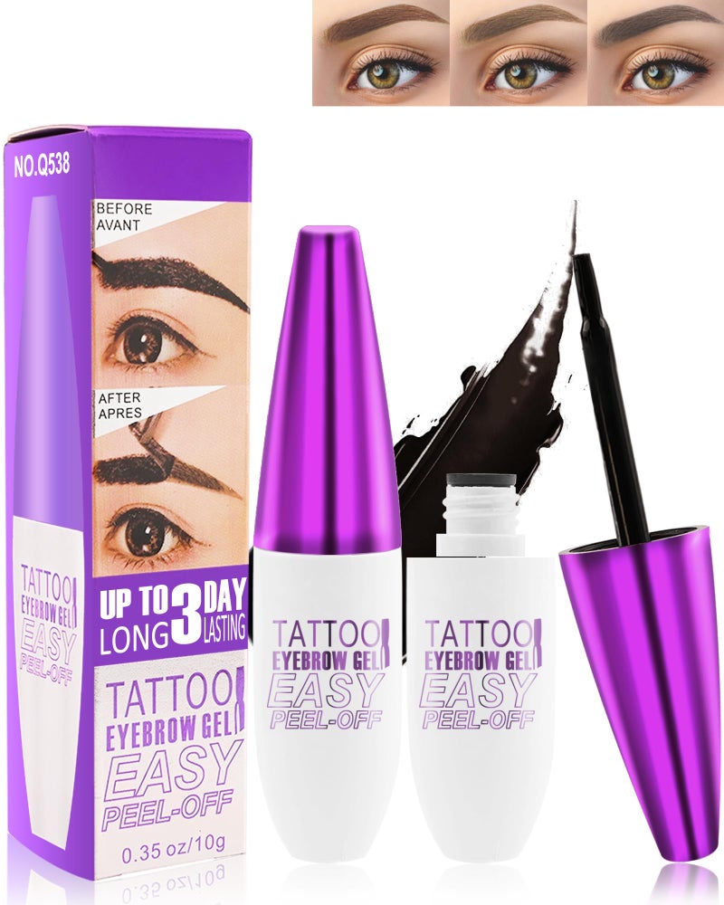 LYSdefeu Peel Off Eyebrow Tinting Gel Kit2pcs Grey Black Tattoo Eyebrow Gel Easy Peel OffWaterproof Longlasting PeelOff Eye Brow TintUp to 3 Days Brow StainMothers Day Makeup Gift Set for Women03 - Image 3