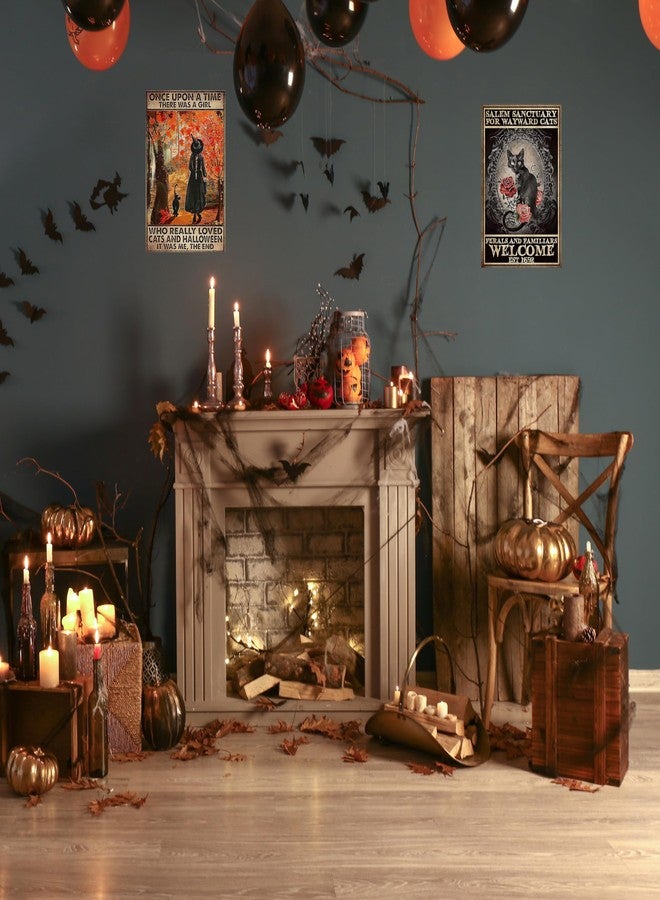 PAIION Salem Sanctuary For Wayward Cats Halloween Black Cat Halloween Decor Cat Lover Metal Signs Vintage Poster Home Bedroom Wall Art Gift 8x12 Inches - Image 2