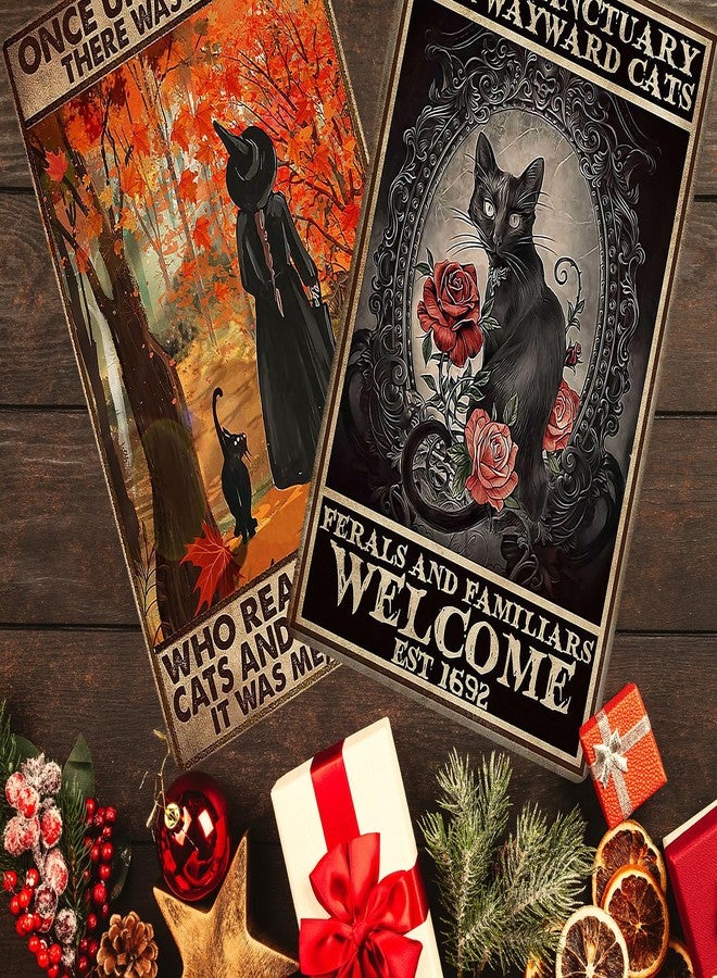 PAIION Salem Sanctuary For Wayward Cats Halloween Black Cat Halloween Decor Cat Lover Metal Signs Vintage Poster Home Bedroom Wall Art Gift 8x12 Inches - Image 4