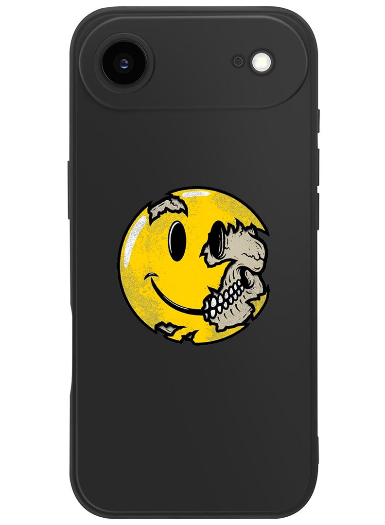 Theodor Protective Slim Fit Case Liquid Silicone Cover with Full Body Protection Anti-Scratch Shockproof Case For Apple iPhone 17 Air (Black) Smiley (3) - Image 1