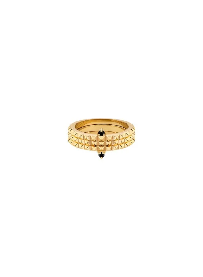 POLICE Ulua Gold Plated with Hematite Crystal Ring for Women 52mm