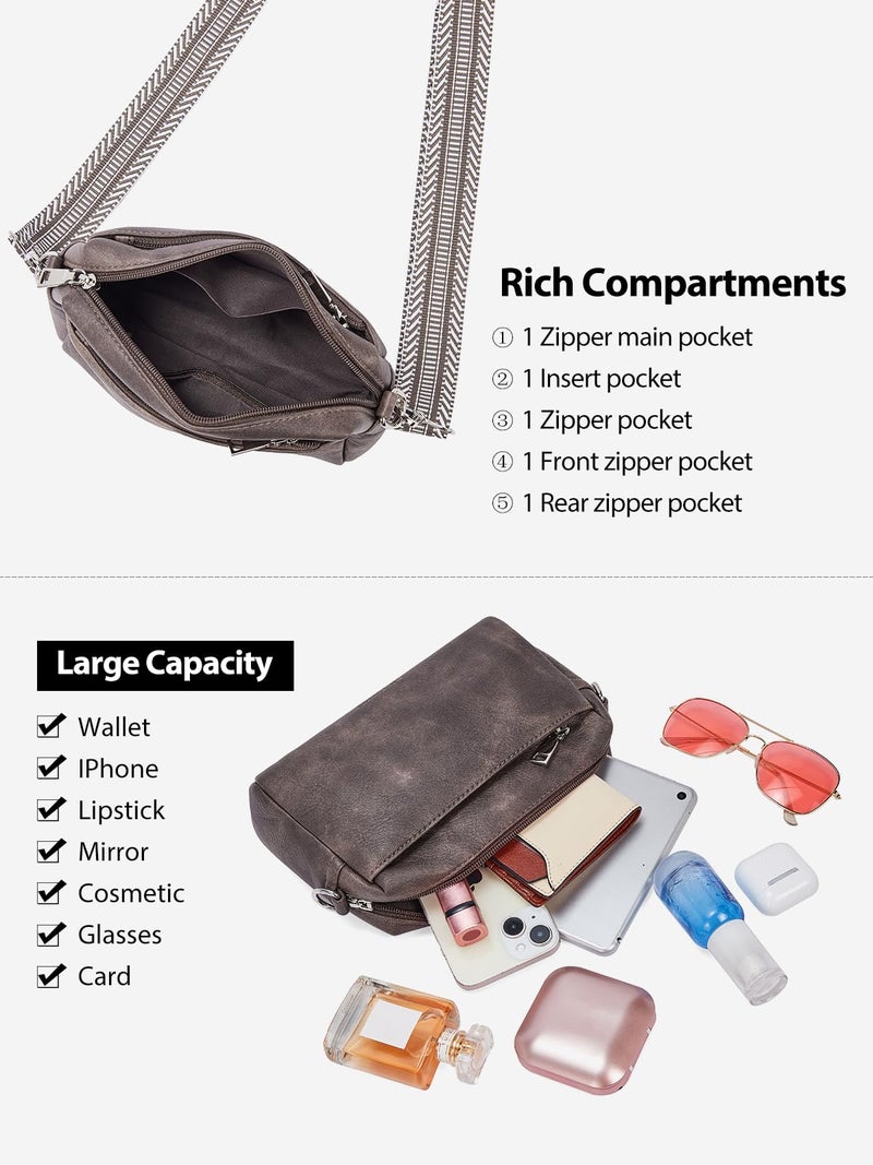 WESTBRONCO Small Crossbody Bags for Women, Shoulder Handbags, Satchel Purse with Adjustable Strap Coffee - Image 5