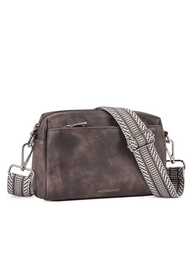 WESTBRONCO Small Crossbody Bags for Women, Shoulder Handbags, Satchel Purse with Adjustable Strap Coffee - Image 1