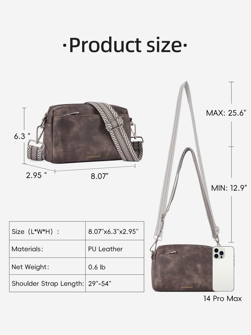 WESTBRONCO Small Crossbody Bags for Women, Shoulder Handbags, Satchel Purse with Adjustable Strap Coffee - Image 3