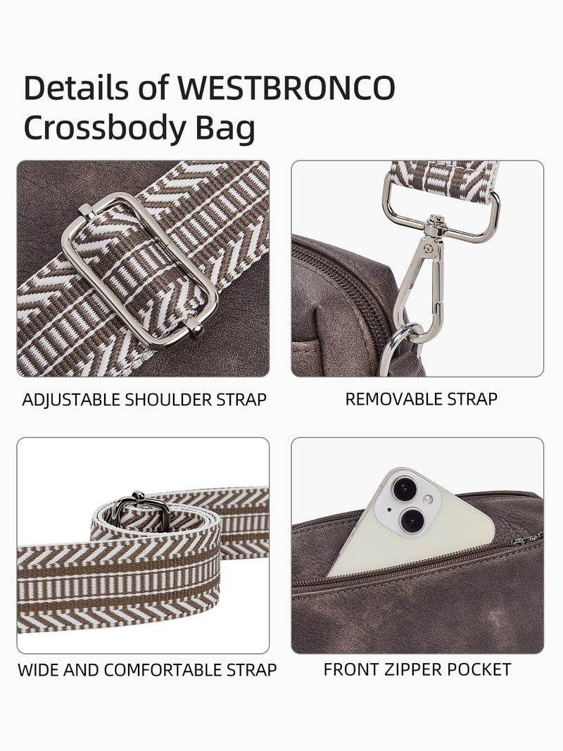 WESTBRONCO Small Crossbody Bags for Women, Shoulder Handbags, Satchel Purse with Adjustable Strap Coffee - Image 4
