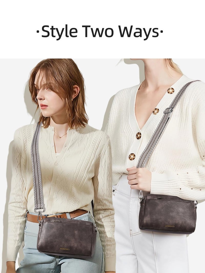 WESTBRONCO Small Crossbody Bags for Women, Shoulder Handbags, Satchel Purse with Adjustable Strap Coffee - Image 2