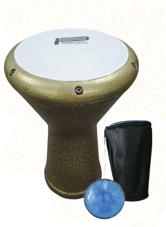 موسيقى الكرز طبلة مصرية شرقية مع حقيبة و رأس إضافي لون ذهبي - Image 1