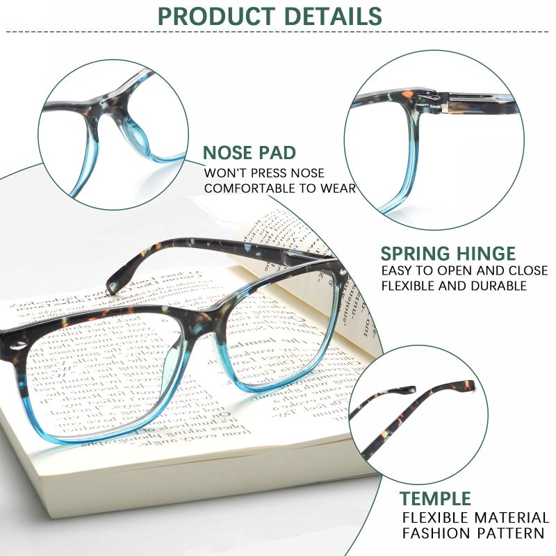 Clasaga Progressive Multifocus Reading Glasses For Women  Blue Light Blocking Ladies Computer Readers With Spring Hinge. (3 Mix-2  1.00  X) - Image 4