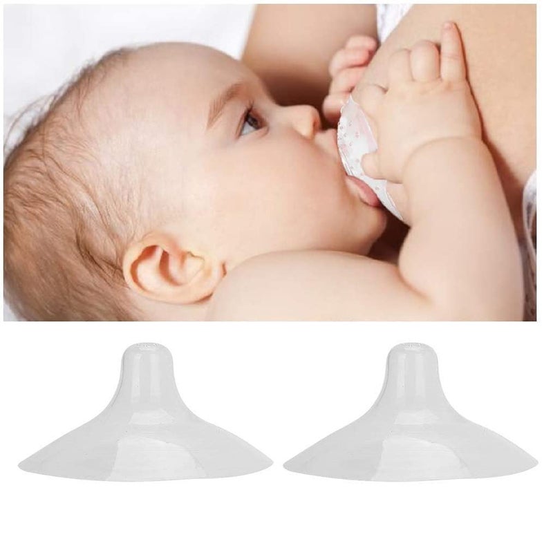 Finever Nipple Shields for Nursing Newborn for Women Breastfeeding Baby Premium Contact Nippleshield for with Latch Difficulties or Flat or Inverted Nipples Clear 20mm078inch 2 Count - Image 1