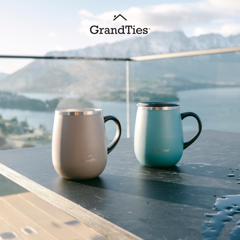 GRANDTIES GRANDTIES Insulated Coffee Mug with Handle and Sliding Lid - 16oz Splash-Proof Wine Glass Shape Thermal Tumbler - Double Walled Vacuum Stainless Steel Keeps Beverages Hot or Cold - Atlantis Blue  - Image 4